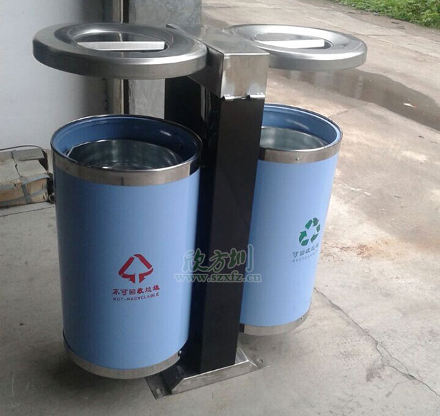 戶外不銹鋼圓形分類垃圾桶