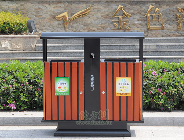 小區(qū)戶外鋼木垃圾桶圖片
