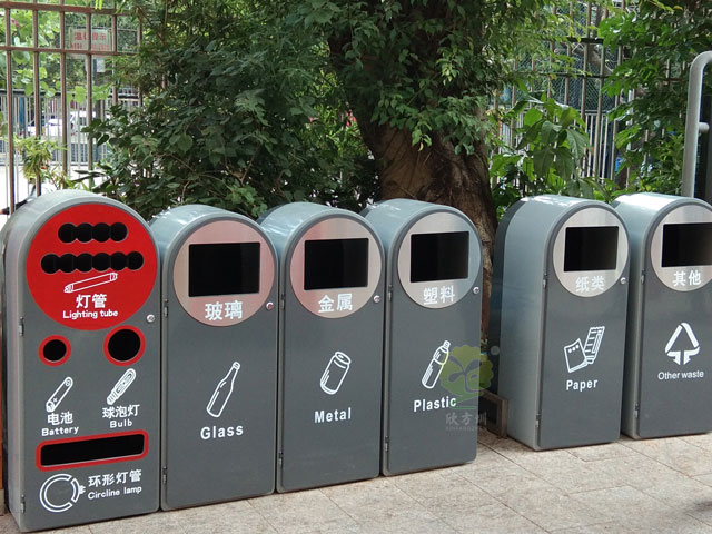 深圳1+5市政單位6分類垃圾箱玻金塑紙燈管回收箱